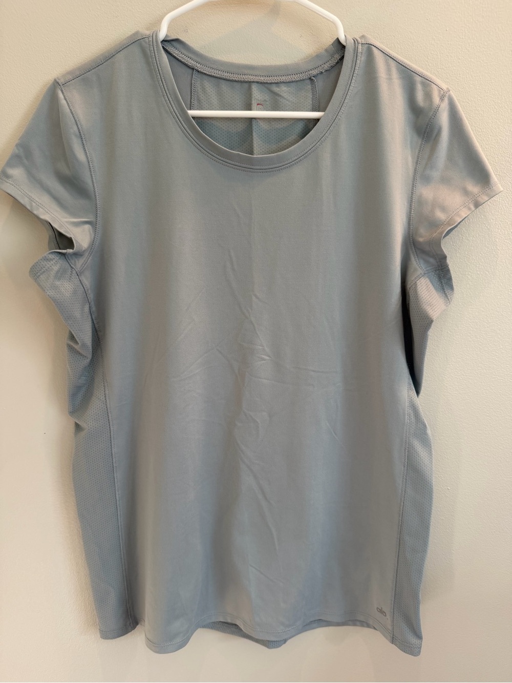 alo Active Performance shirt Top Women XL Gray Mesh fabric Polyester Spandex
